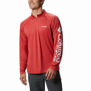 Columbia PFG Terminal Tackle™ 1/4 Zip Pullover Herr Röda/Vita (LAYOX9836)